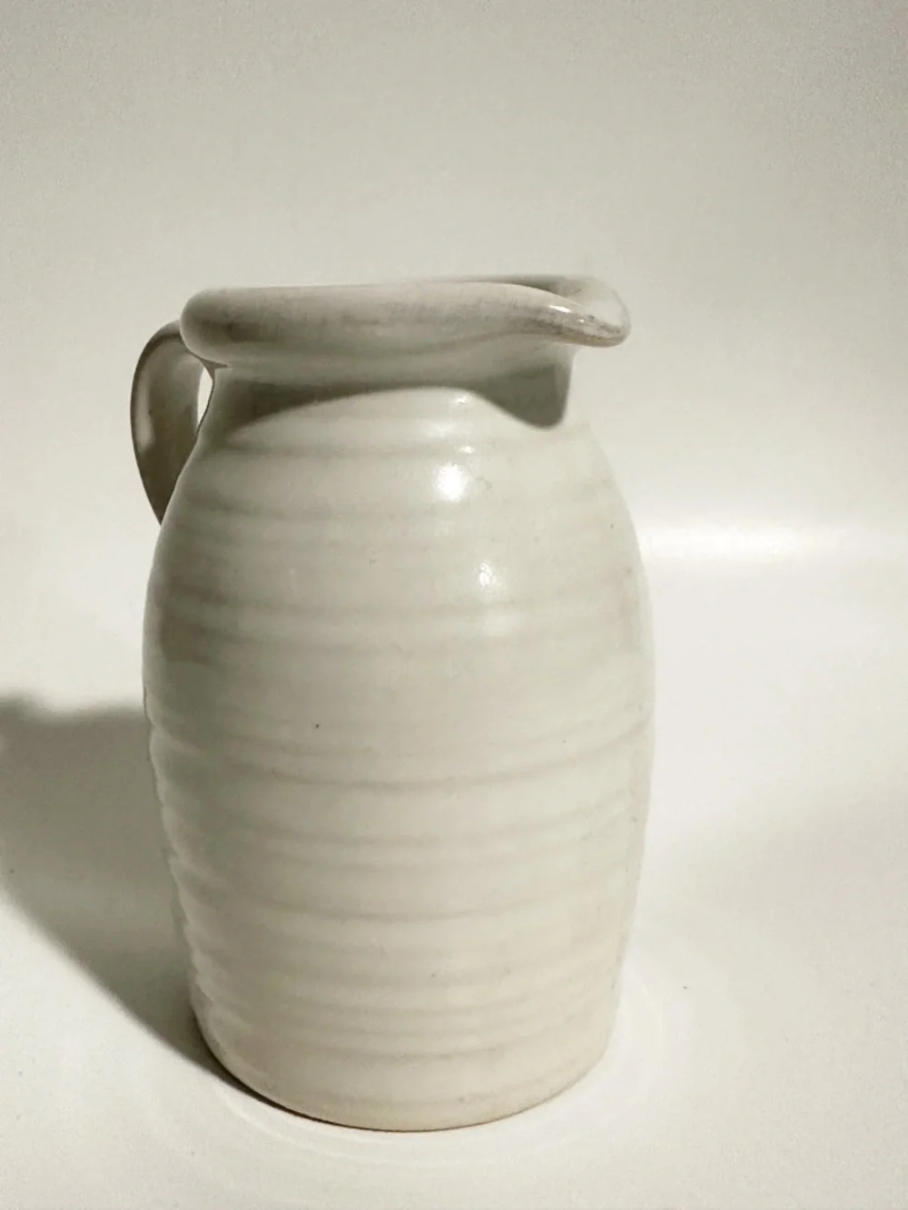 Crate & Barrel White Ceramic Pitcher Ribbed Stoneware Jug Portugal